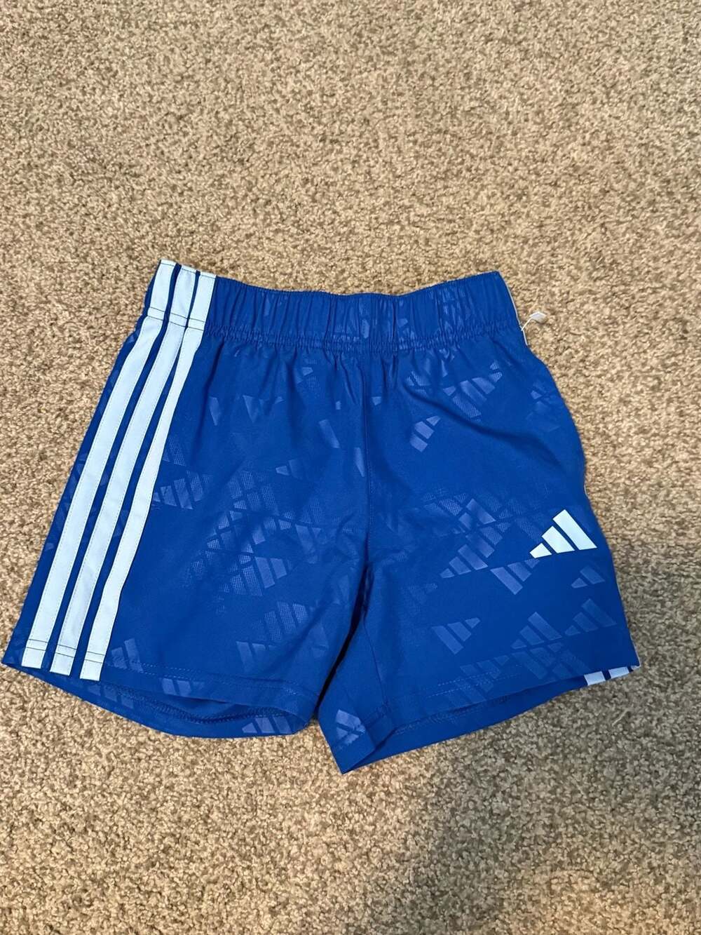 Adidas Kids AOP Debossed Woven Shorts in Blue